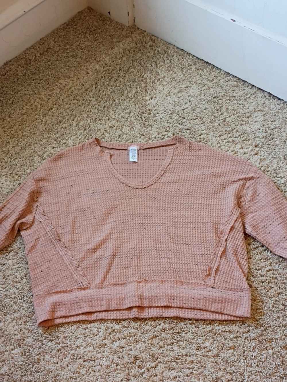 FP Movement by Free People Waffle Knit Long Sleeve Top in Blush Pink
